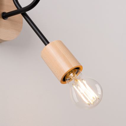 Aplique EMBER 1xE27/15W/230V negro/beige/haya