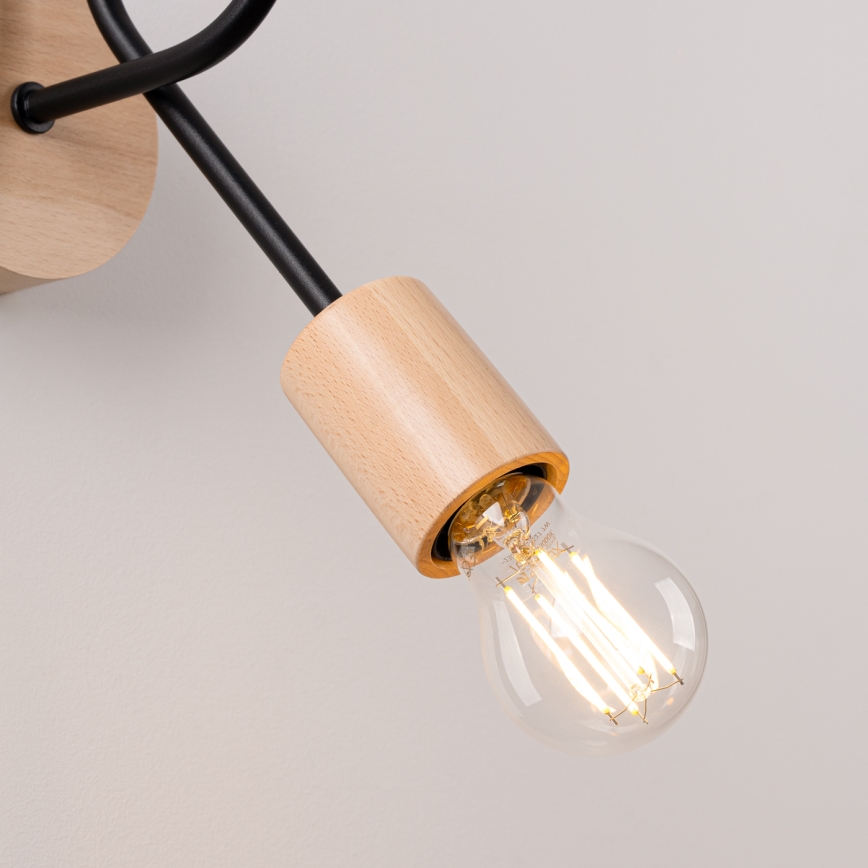 Aplique EMBER 1xE27/15W/230V negro/beige/haya