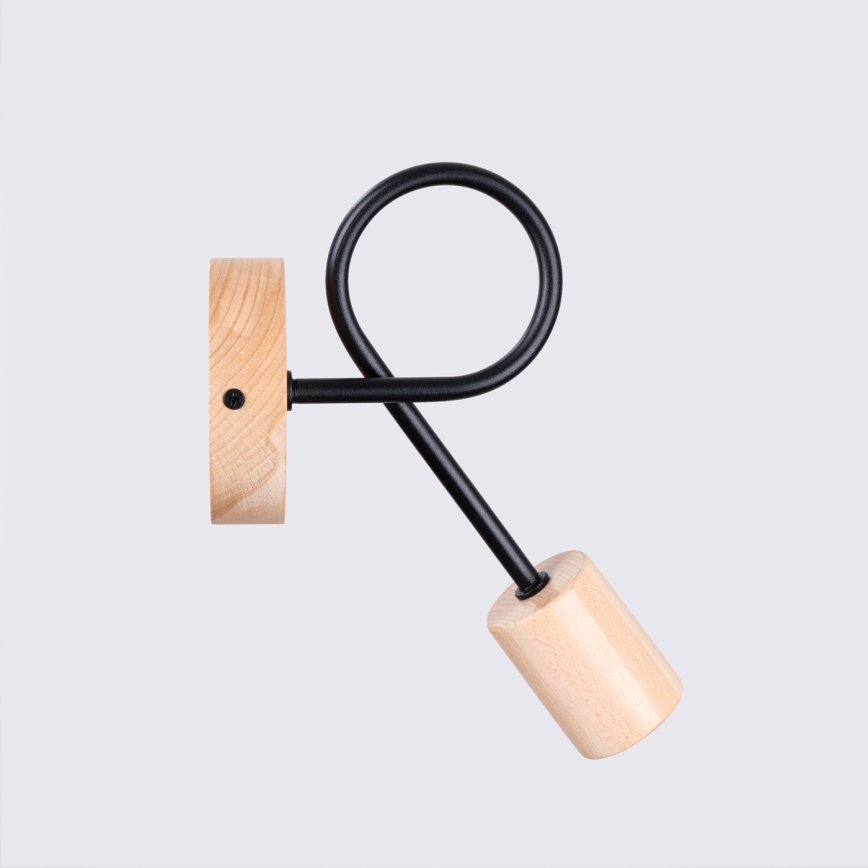 Aplique EMBER 1xE27/15W/230V negro/beige/haya
