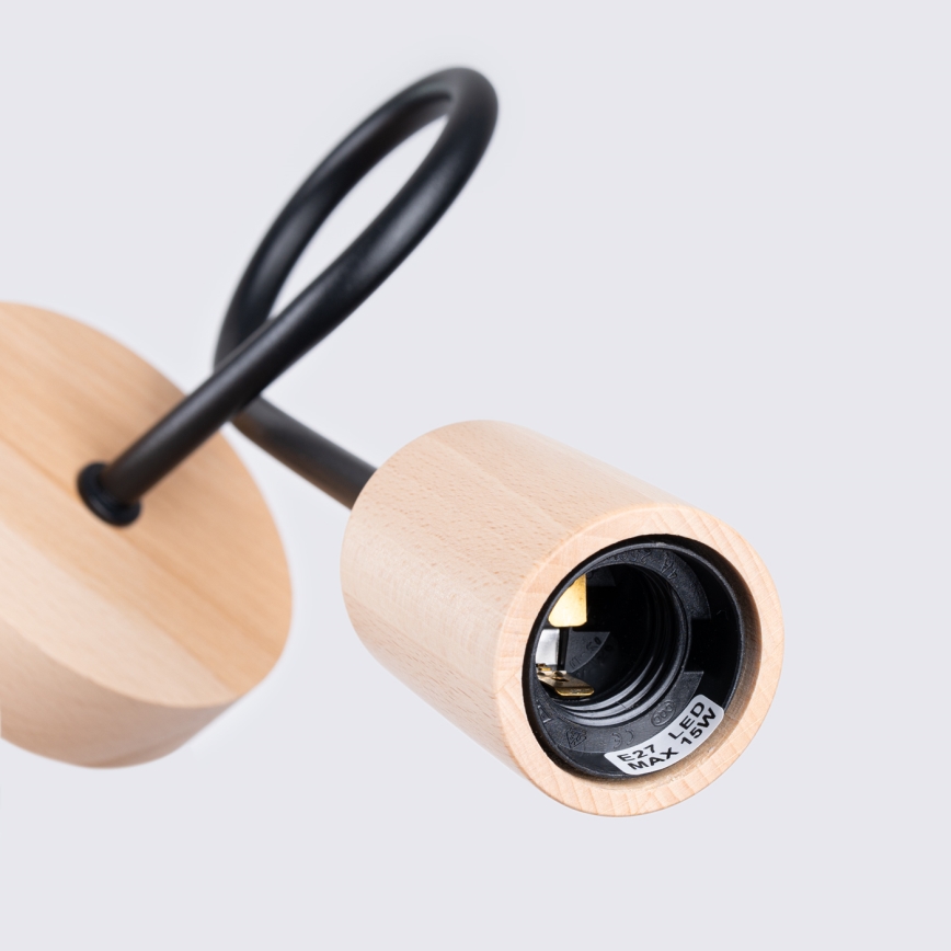 Aplique EMBER 1xE27/15W/230V negro/beige/haya
