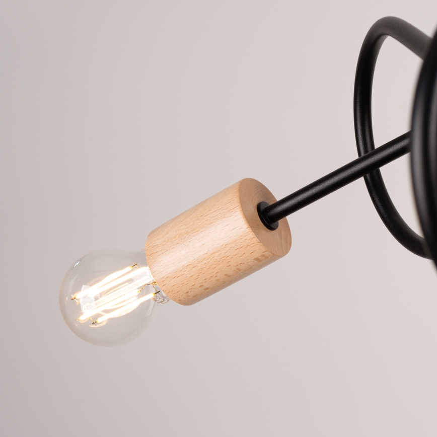 Lámpara de techo EMBER 3xE27/15W/230V negro/beige/haya
