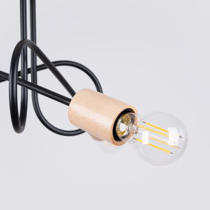 Lámpara de techo EMBER 3xE27/15W/230V negro/beige/haya