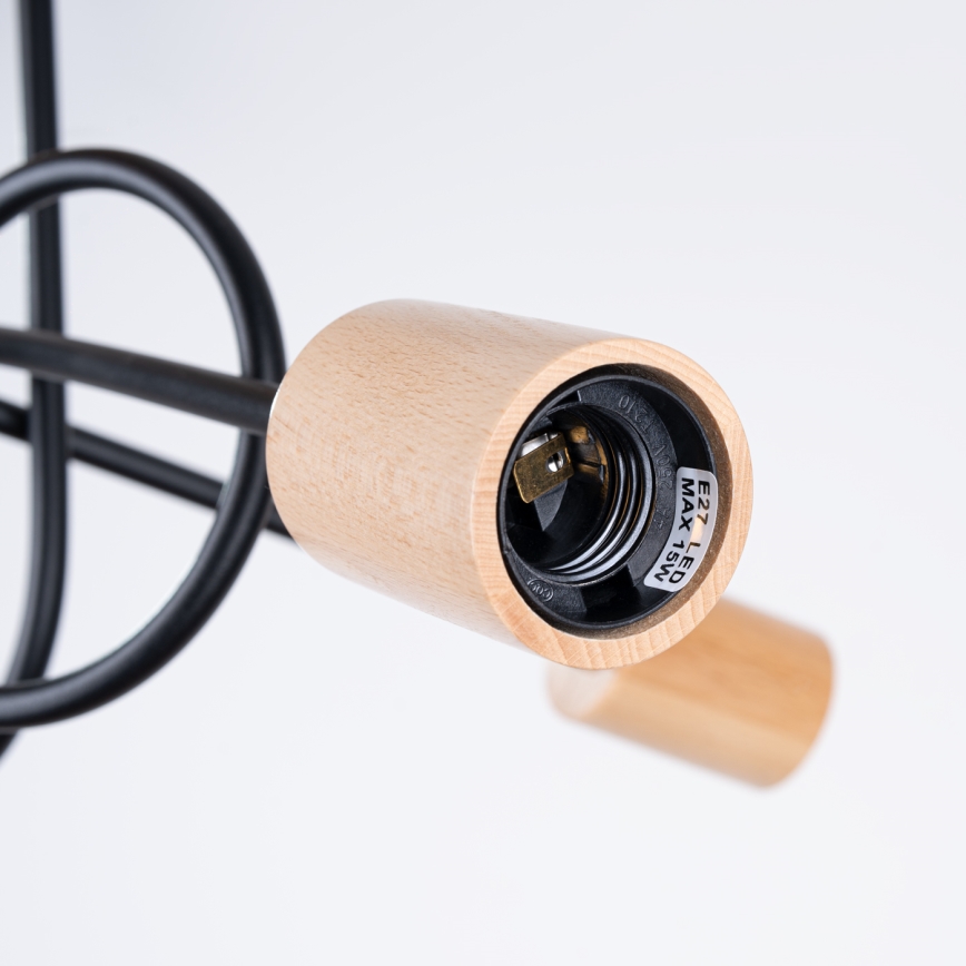 Lámpara de techo EMBER 3xE27/15W/230V negro/beige/haya