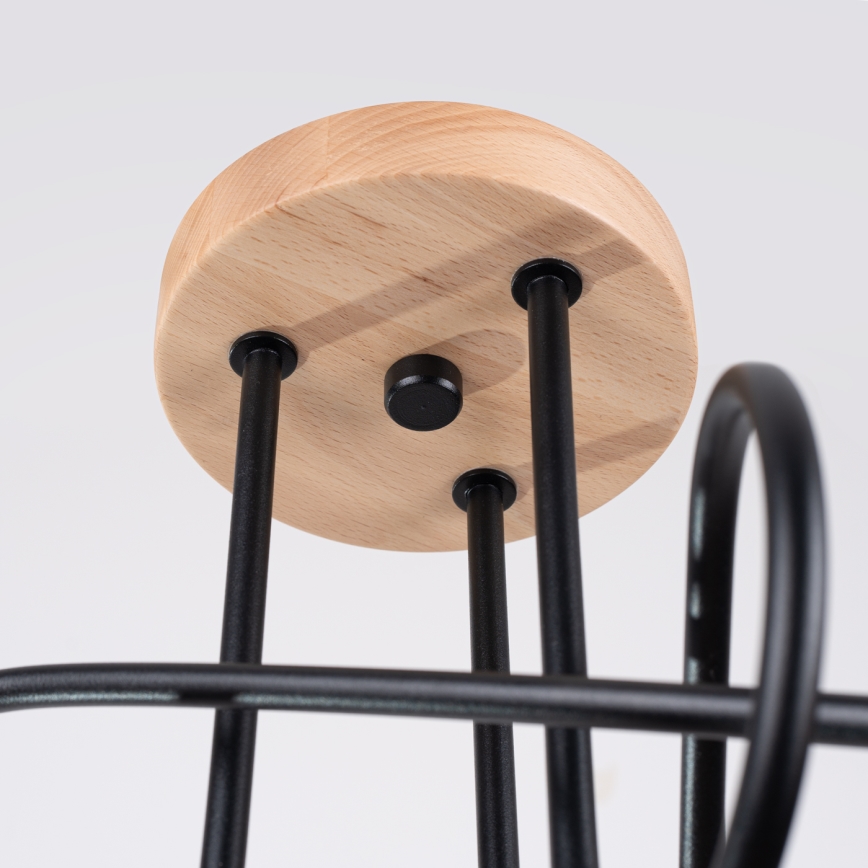 Lámpara de techo EMBER 3xE27/15W/230V negro/beige/haya