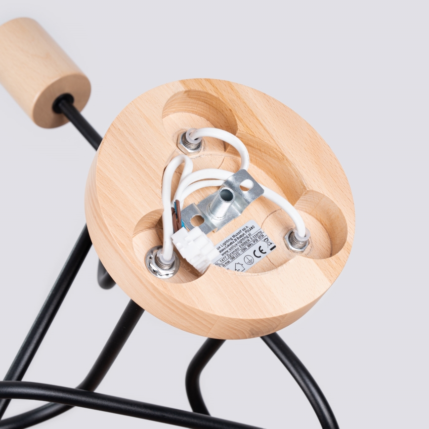 Lámpara de techo EMBER 3xE27/15W/230V negro/beige/haya
