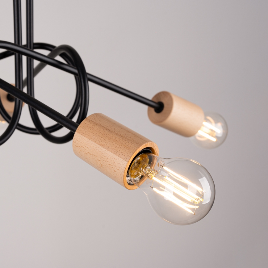 Lámpara de techo EMBER 5xE27/15W/230V negro/beige/haya