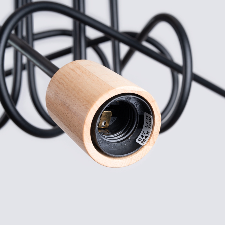 Lámpara de techo EMBER 5xE27/15W/230V negro/beige/haya