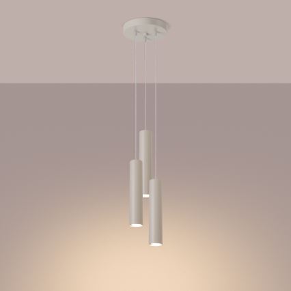 Lámpara colgante LAGOS 3xGU10/10W/230V color crema