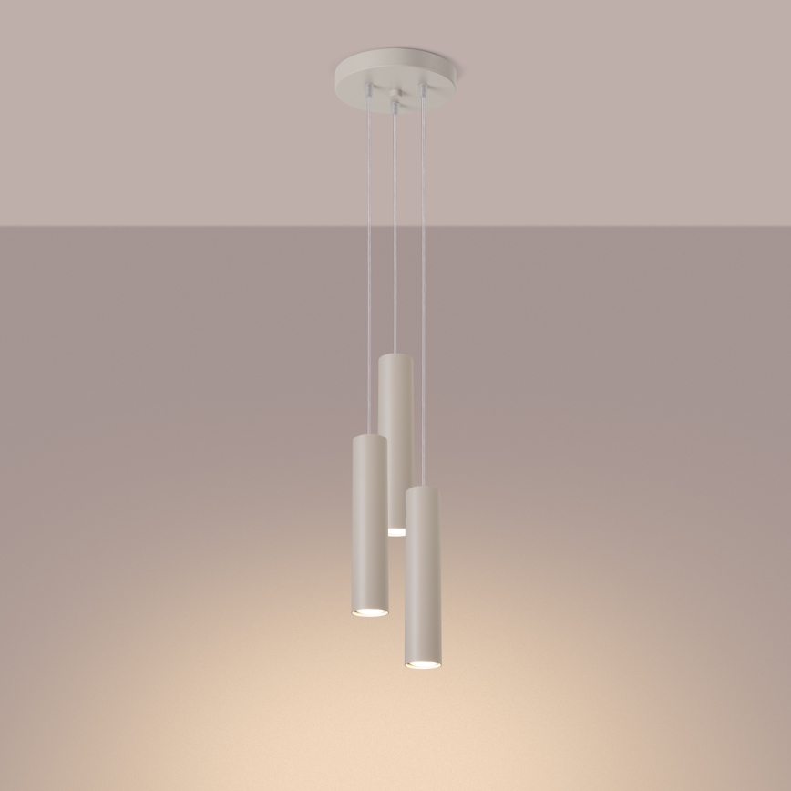 Lámpara colgante LAGOS 3xGU10/10W/230V color crema
