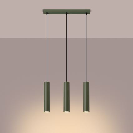 Lámpara colgante LAGOS 3xGU10/10W/230V verde