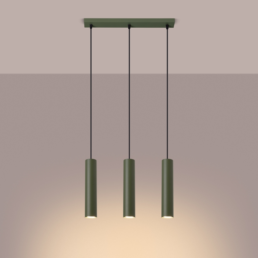 Lámpara colgante LAGOS 3xGU10/10W/230V verde