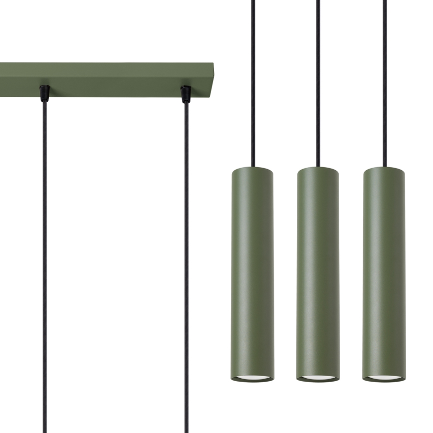 Lámpara colgante LAGOS 3xGU10/10W/230V verde