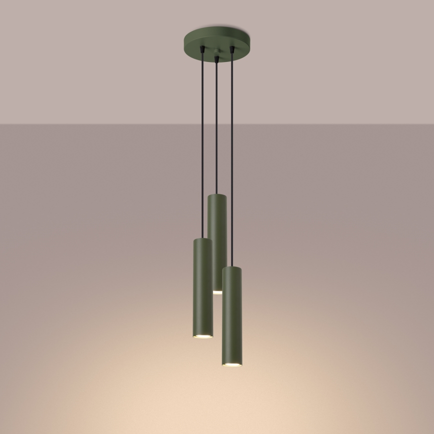 Lámpara colgante LAGOS 3xGU10/10W/230V verde