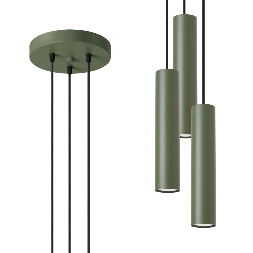 Lámpara colgante LAGOS 3xGU10/10W/230V verde