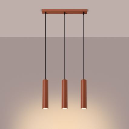 Lámpara colgante LAGOS 3xGU10/10W/230V rojo