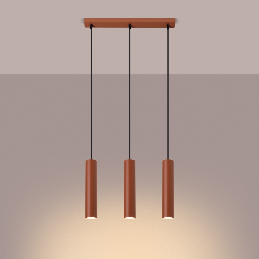 Lámpara colgante LAGOS 3xGU10/10W/230V rojo