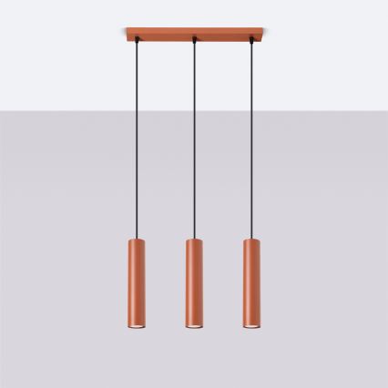 Lámpara colgante LAGOS 3xGU10/10W/230V rojo