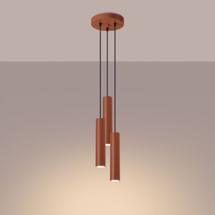 Lámpara colgante LAGOS 3xGU10/10W/230V rojo