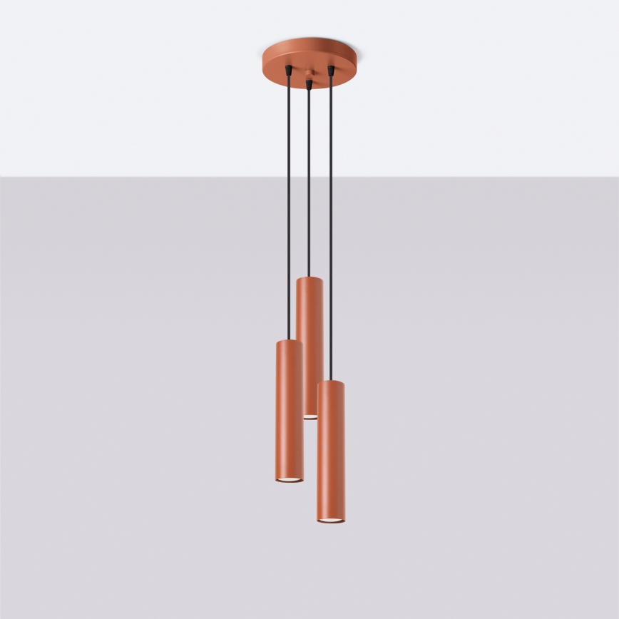 Lámpara colgante LAGOS 3xGU10/10W/230V rojo
