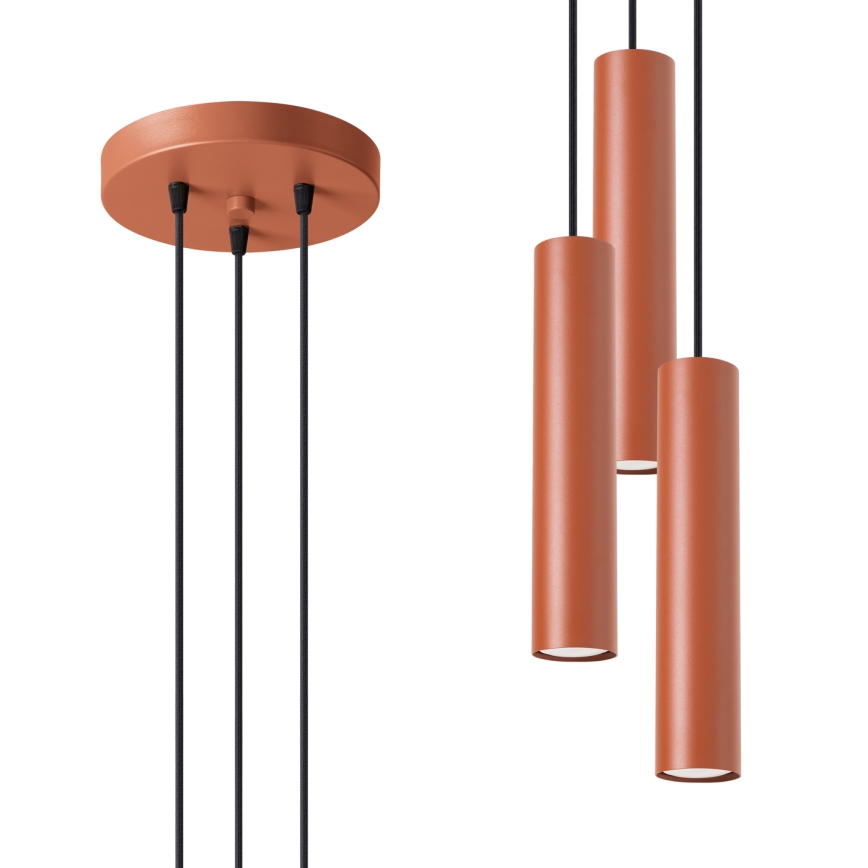 Lámpara colgante LAGOS 3xGU10/10W/230V rojo