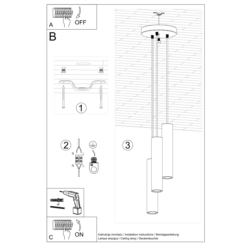 Lámpara colgante LAGOS 3xGU10/10W/230V rojo