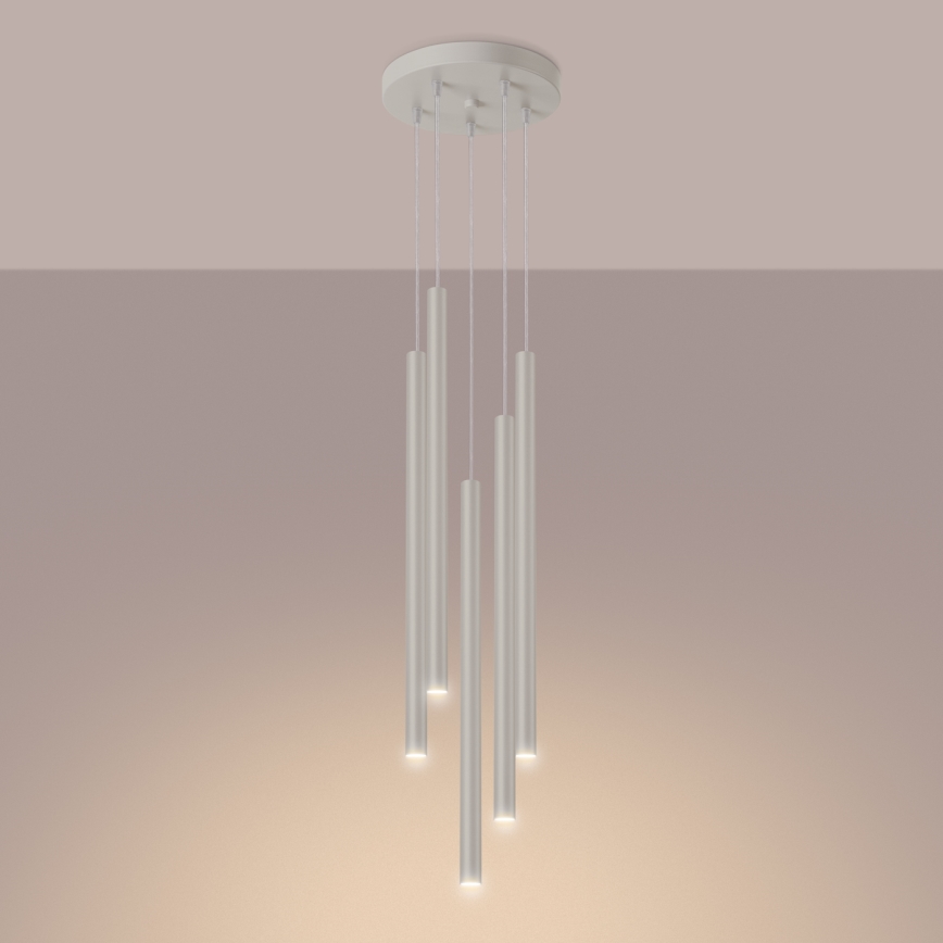 Lámpara colgante PASTELO 5xG9/8W/230V color crema