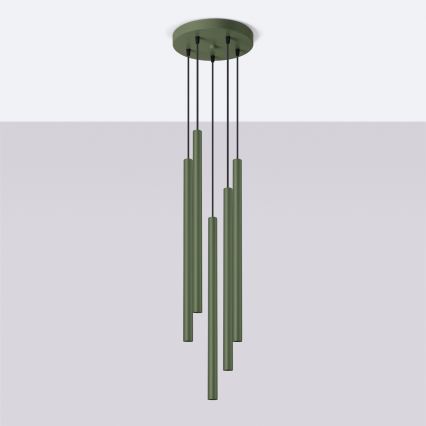 Lámpara colgante PASTELO 5xG9/8W/230V verde