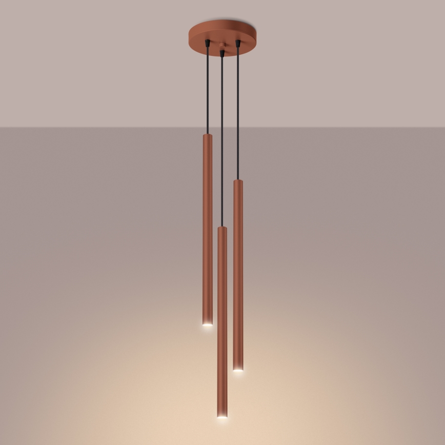 Lámpara colgante PASTELO 3xG9/8W/230V rojo