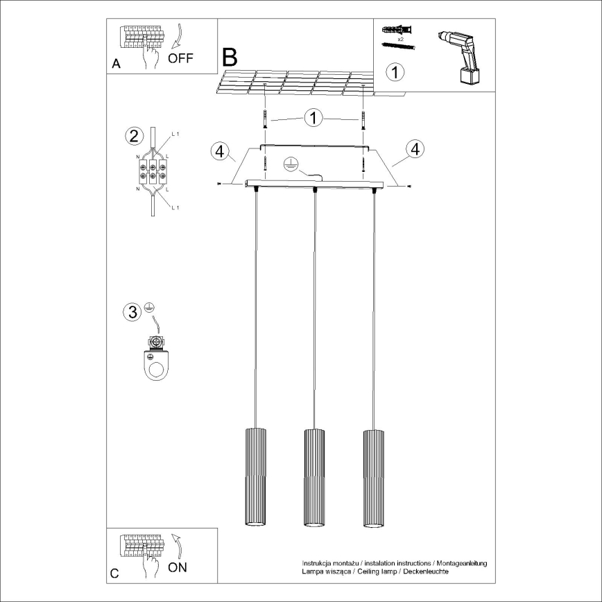 Lámpara colgante KARBON 3xGU10/10W/230V blanco