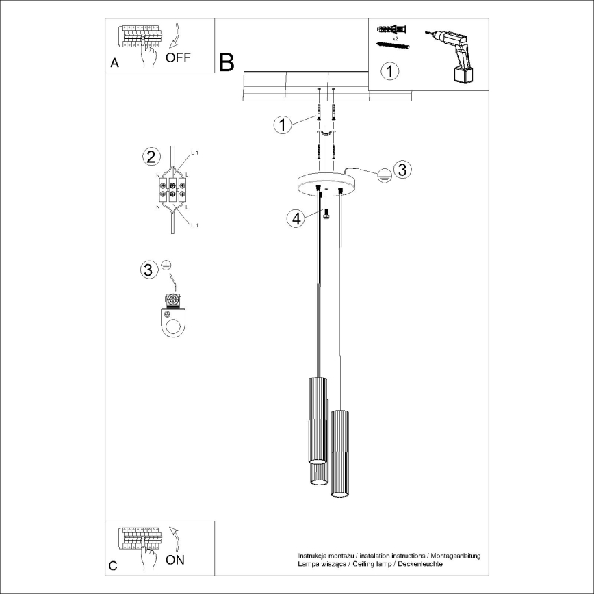 Lámpara colgante KARBON 3xGU10/10W/230V blanco