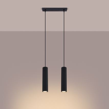 Lámpara colgante KARBON 2xGU10/10W/230V negro