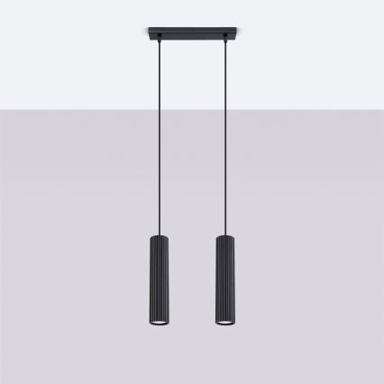 Lámpara colgante KARBON 2xGU10/10W/230V negro