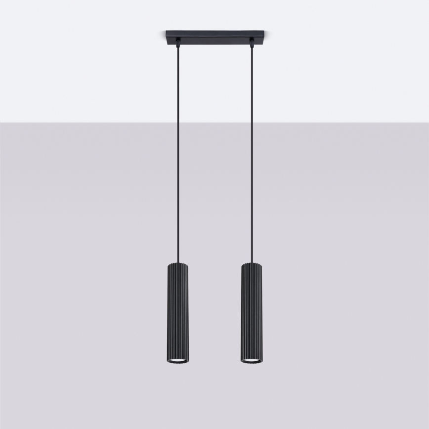 Lámpara colgante KARBON 2xGU10/10W/230V negro
