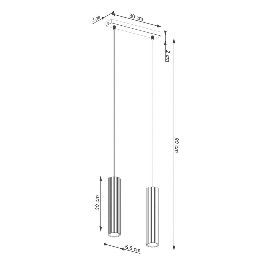 Lámpara colgante KARBON 2xGU10/10W/230V negro
