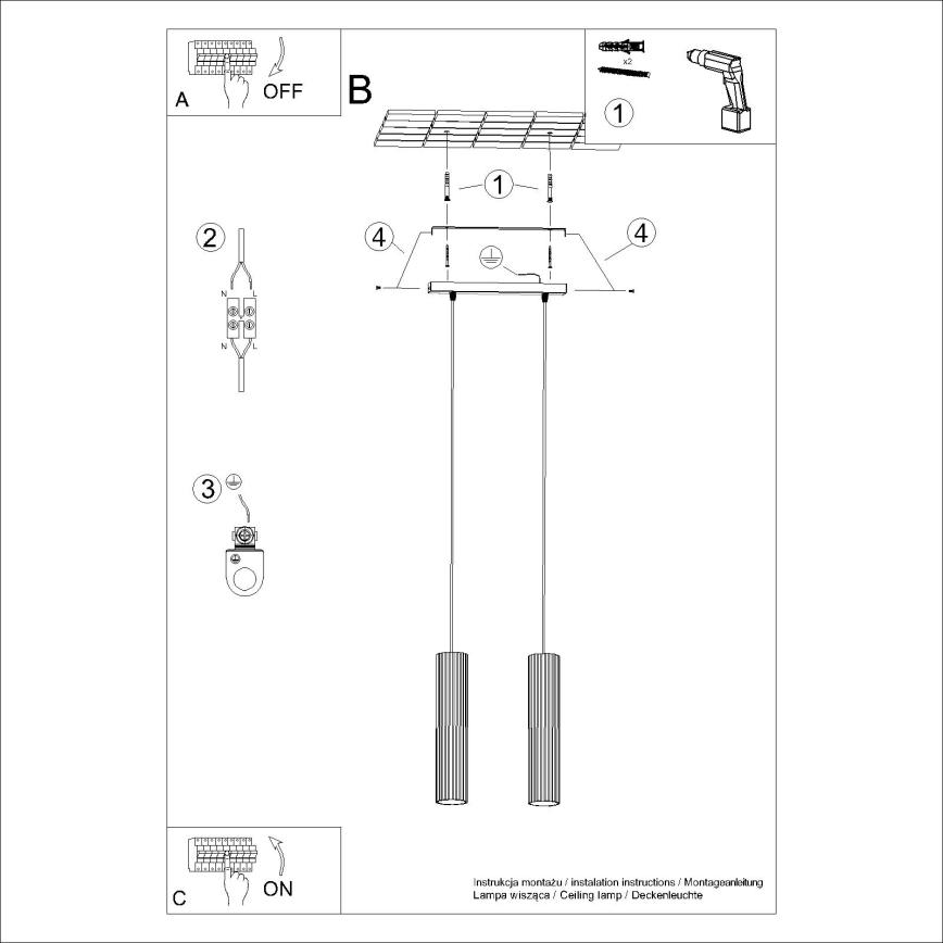 Lámpara colgante KARBON 2xGU10/10W/230V negro