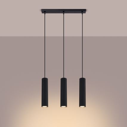 Lámpara colgante KARBON 3xGU10/10W/230V negro