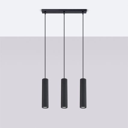 Lámpara colgante KARBON 3xGU10/10W/230V negro