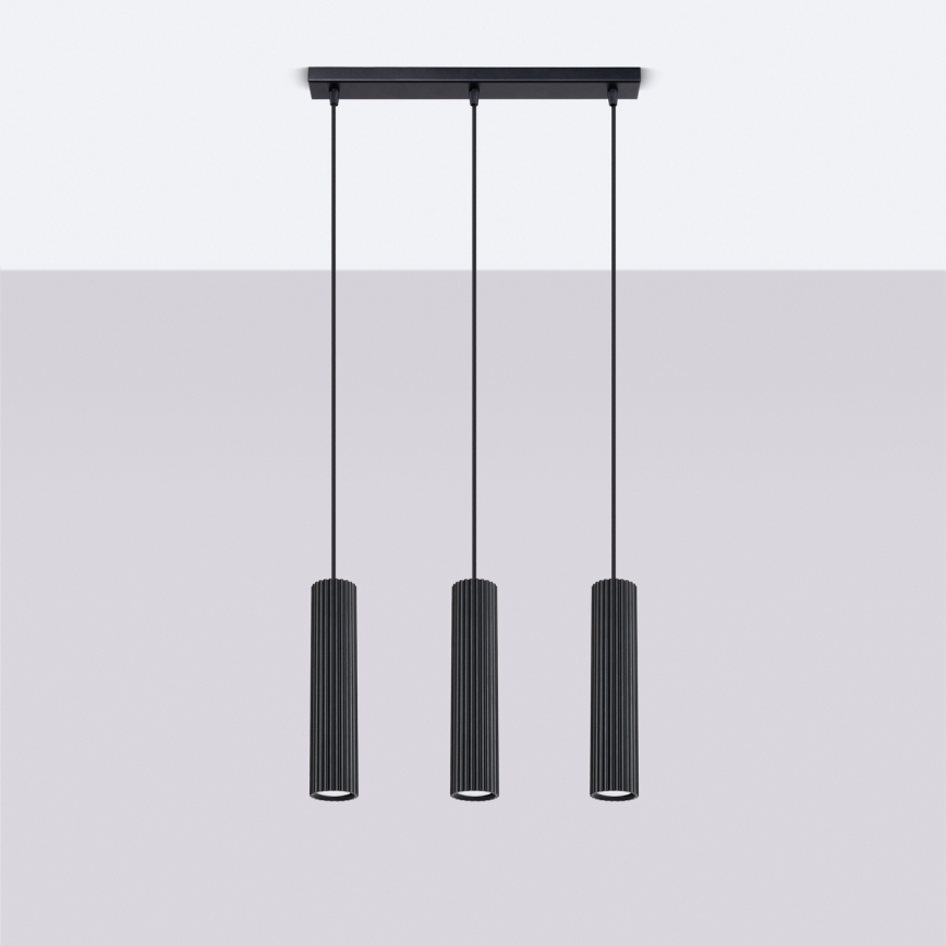 Lámpara colgante KARBON 3xGU10/10W/230V negro