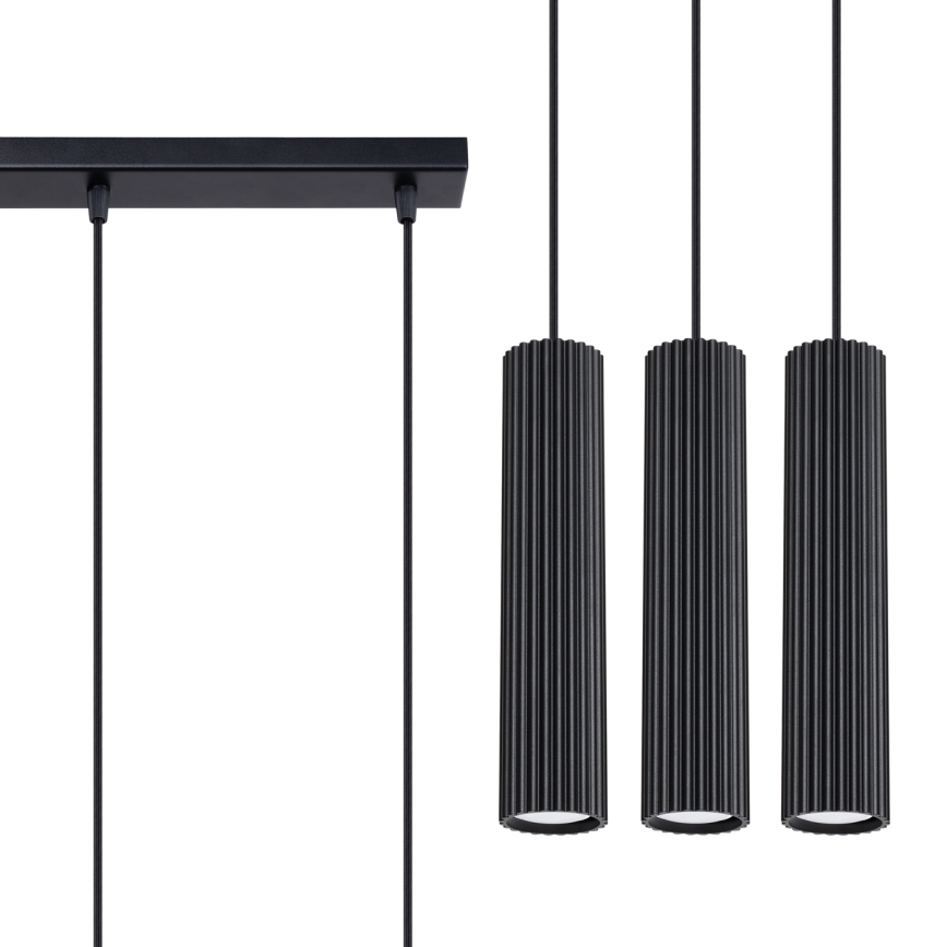 Lámpara colgante KARBON 3xGU10/10W/230V negro