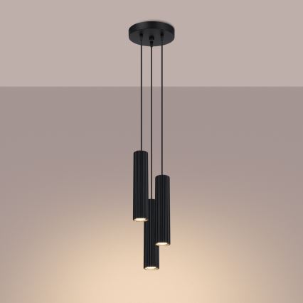 Lámpara colgante KARBON 3xGU10/10W/230V negro