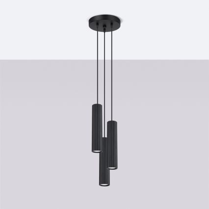 Lámpara colgante KARBON 3xGU10/10W/230V negro