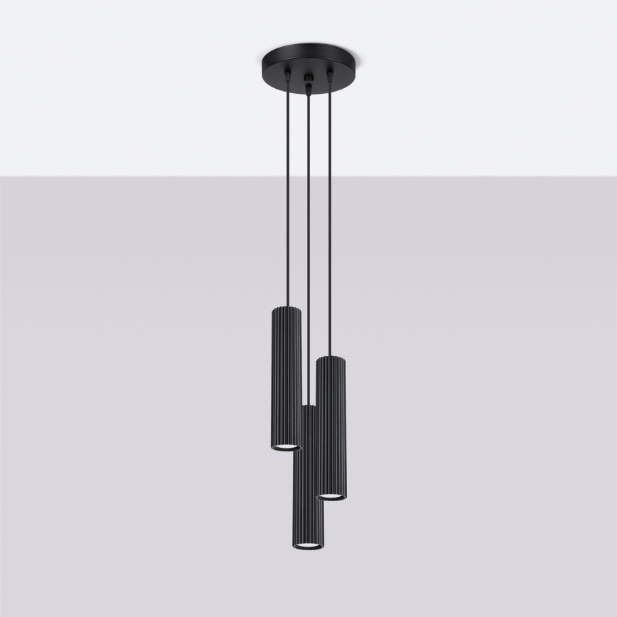Lámpara colgante KARBON 3xGU10/10W/230V negro