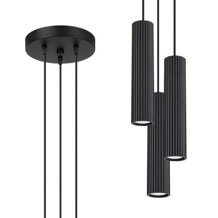 Lámpara colgante KARBON 3xGU10/10W/230V negro