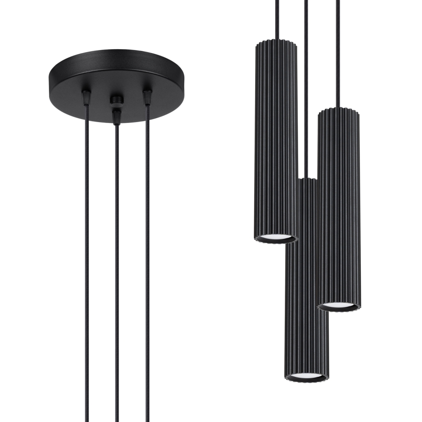 Lámpara colgante KARBON 3xGU10/10W/230V negro