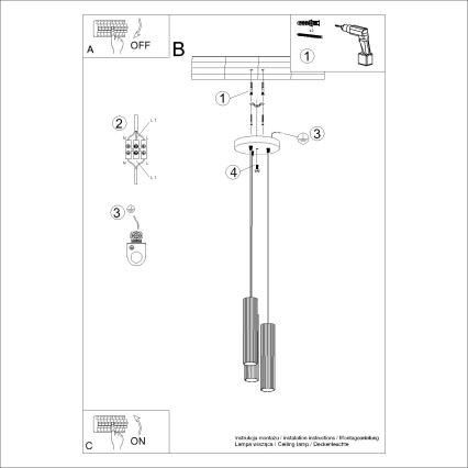 Lámpara colgante KARBON 3xGU10/10W/230V negro