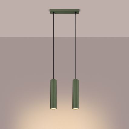 Lámpara colgante KARBON 2xGU10/10W/230V Verde