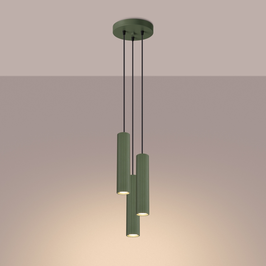 Lámpara colgante KARBON 3xGU10/10W/230V verde