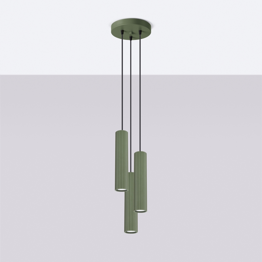 Lámpara colgante KARBON 3xGU10/10W/230V verde