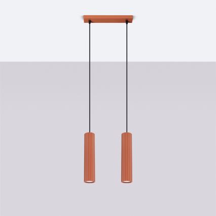 Lámpara colgante KARBON 2xGU10/10W/230V rojo