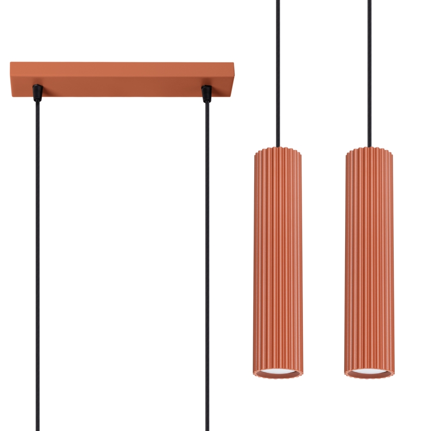Lámpara colgante KARBON 2xGU10/10W/230V rojo